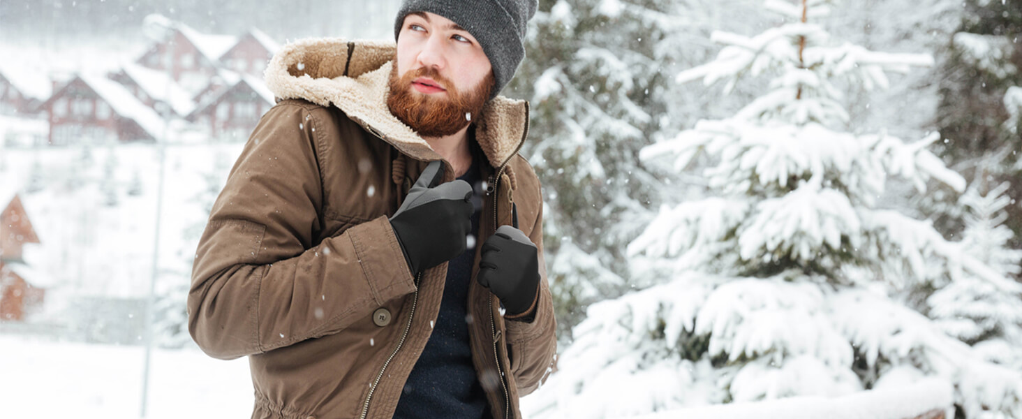 Зимові рукавички OZERO для чоловіків, чорні – водонепроникні, з підтримкою сенсорного екрану, з Softshell, неслизькі – для бігу, велосипеда, ходьби, активного відпочинку в холодну погоду