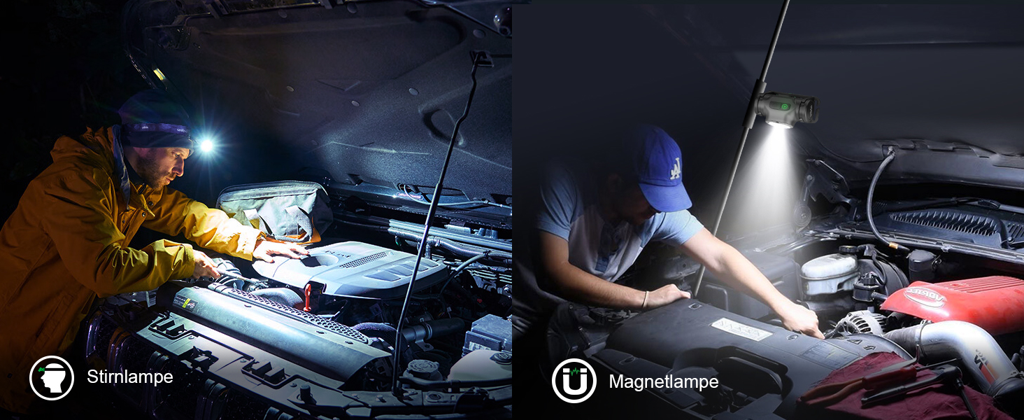 Налобний ліхтар UNBON LED акумуляторний, перезаряджається через USB-C, дуже яскравий, з регулюванням яскравості, 3 режими, сенсор, IPX4, вологостійкий, для туризму, риболовлі, 2 шт.