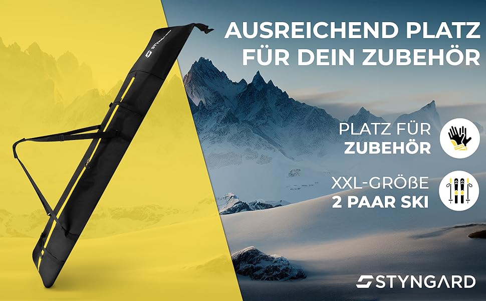 Чохол для лиж STYNGARD Kitzbühel (2 пари, до 200 см) - чорно-синій, водонепроникний