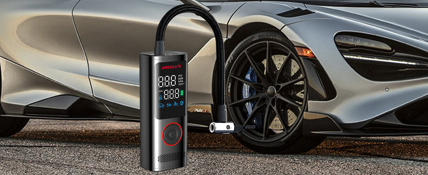 Портативний компресор YOUNICE 160PSI 120W з акумулятором 7800мАг, електрична міні насос для шин з LCD-дисплеєм і LED, для авто, мото, велосипеда, м'ячів