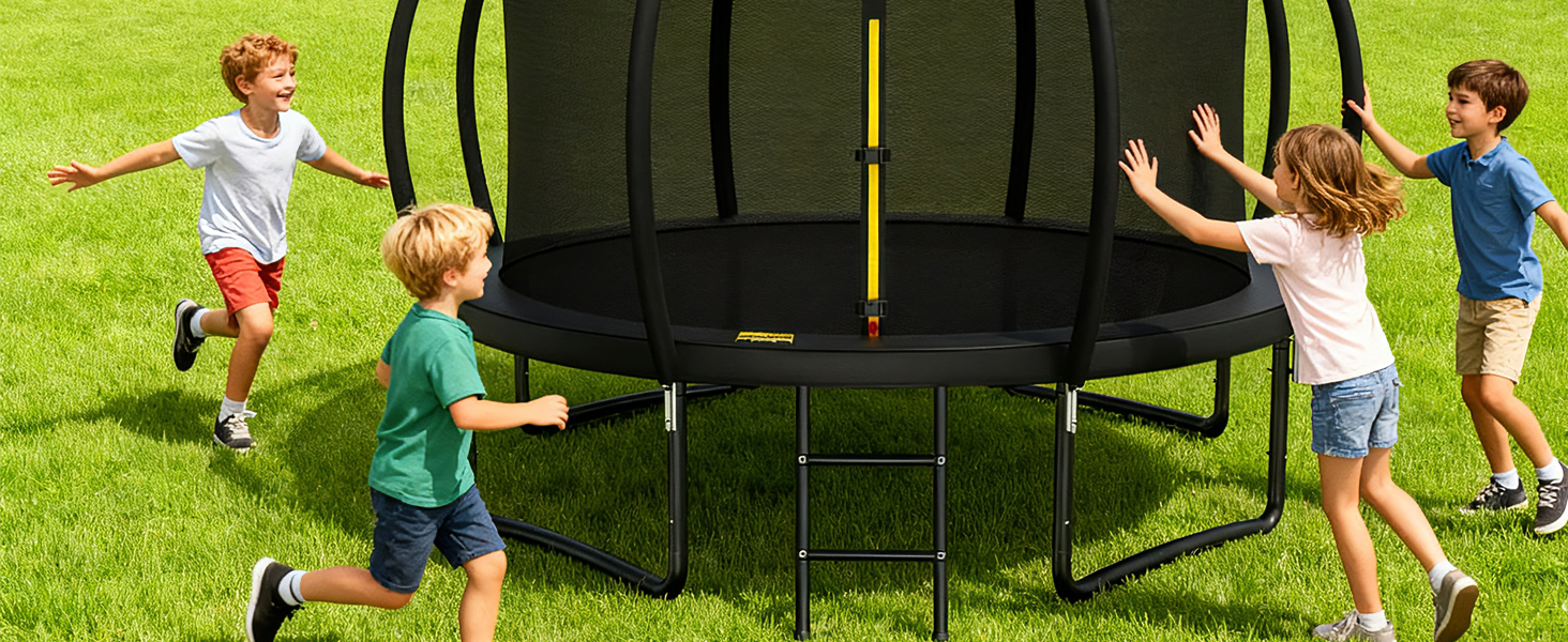 Батут Nattork Outdoor Ø244/370/427 см з сертифікатом GS, сіткою та сходами. Міцний садовий трамплін для дітей та дорослих, до 150 кг