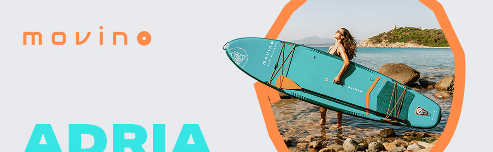 Надувний SUP дошка Movino Stand Up Paddle Board 350 см - 2в1 SUP/Каяк - до 165 кг, комплект з аксесуарами, Welded Rail, 15 PSI (Блакитний-Помаранчевий)