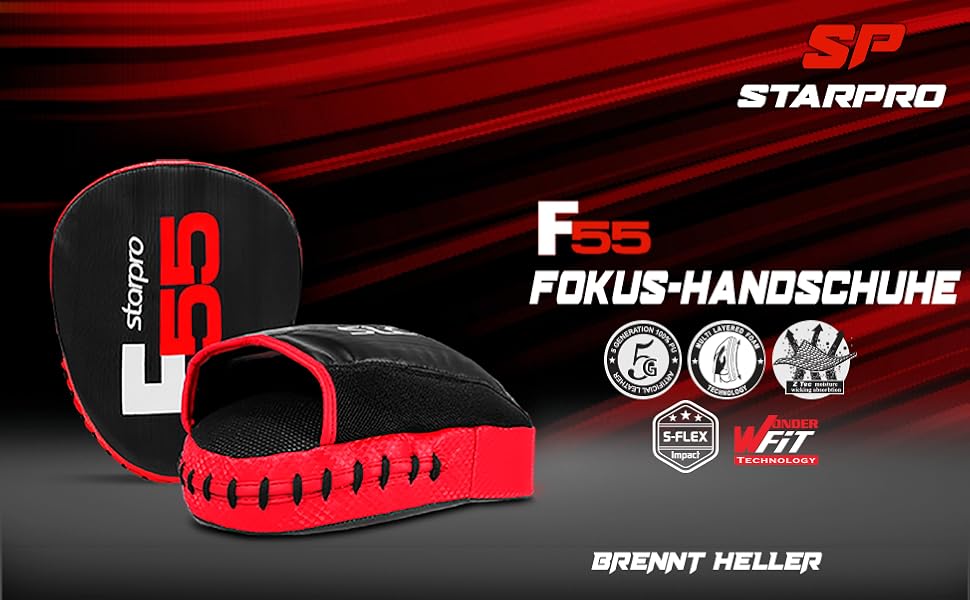 Starpro F55 Преміум боксерські рукавички-пратки для реалістичного та ефективного тренування - чорно-червоні, для боксу та кікбоксингу