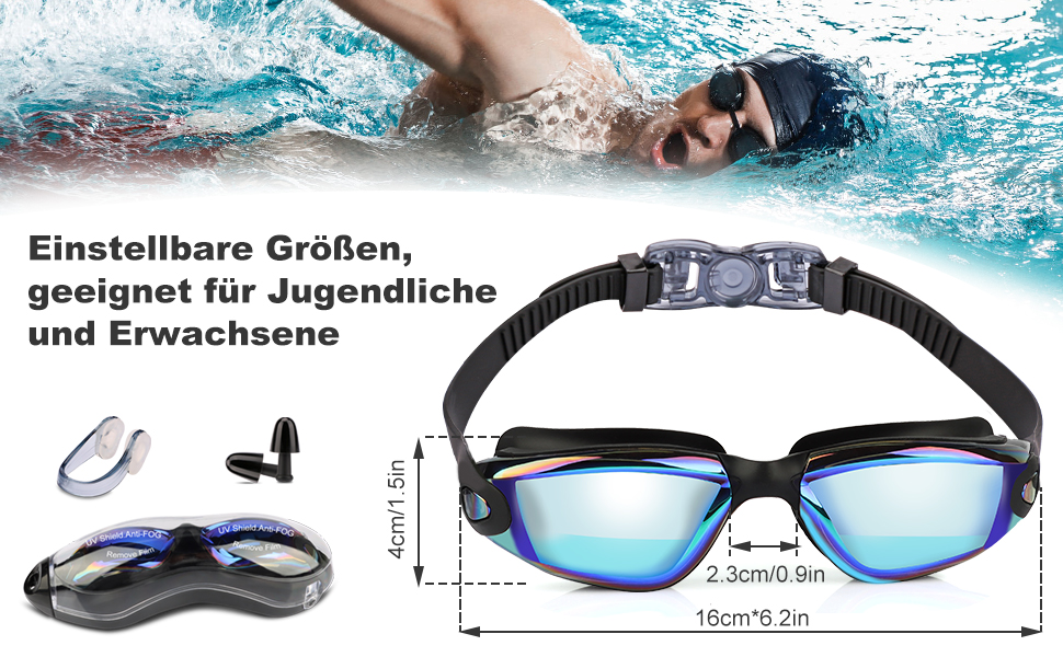 Окуляри для плавання Zerhunt для чоловіків, жінок, дітей. Антизапарні, з захистом від УФ. Окуляри для дайвінгу та водного спорту. Подарунок для чоловіків, жінок, дівчаток та хлопчиків 10+