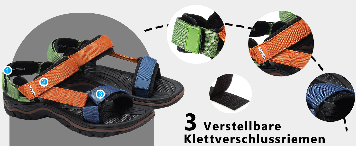 Чоловічі трекінгові сандалі SYKT для туризму та відпочинку на природі (чорний, сірий, 44 EU)