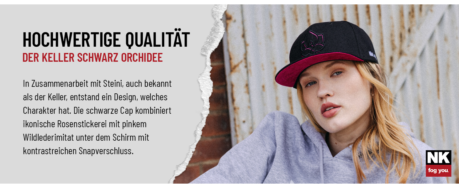 Кепка-снапбек Nebelkind Steini Der Keller унісекс, регульована базакап у стилі streetwear, чорно-рожева, OneSize