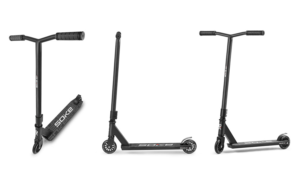 SOKE Stunt Scooter GO! - трюковий самокат для дорослих та дітей, ABEC 9 підшипники, чорний | Макс. вага 100 кг