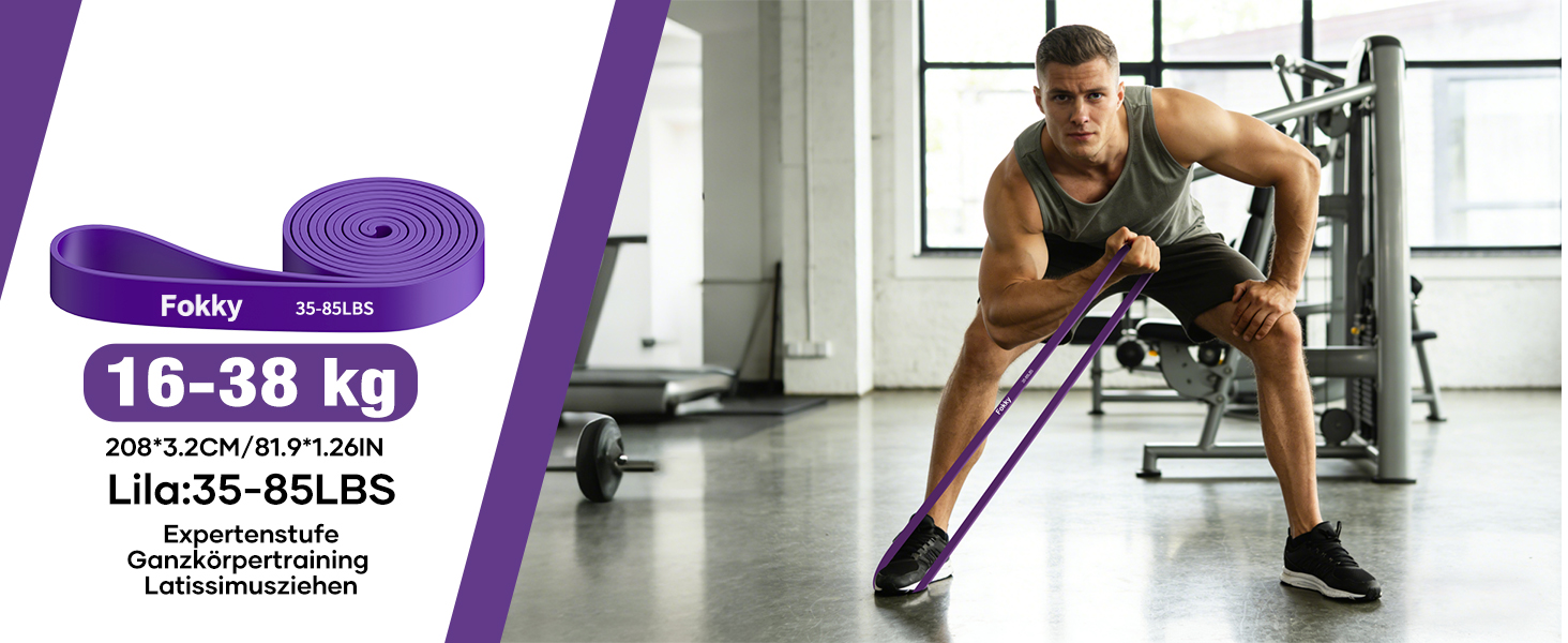 Набір гумових еспандерів Fokky Fitness для фітнесу (5 рівнів) з анкером для дверей, інструкцією та сумкою для силових тренувань, розтяжки, кросфіту - жовтий, червоний, синій, фіолетовий, чорний
