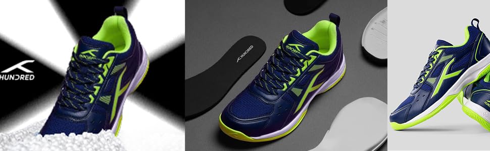 Професійне бадмінтонне взуття для дітей/юніорів HUNDRED Raze | Дихаючий матеріал, гумова підошва | Для залу, бадмінтон, теніс, сквош (36 EU, Navy)
