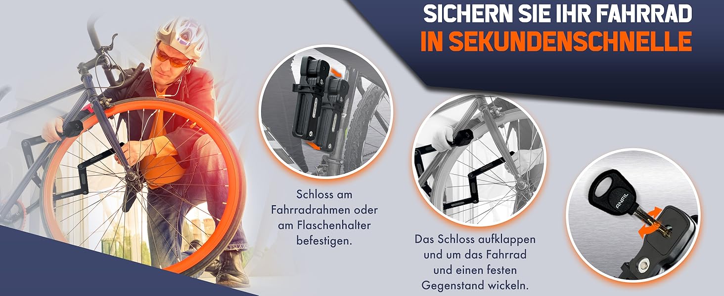Замок для велосипеда складний, карбонової сталі, висока безпека з кріпленням - Оригінал (з замком)