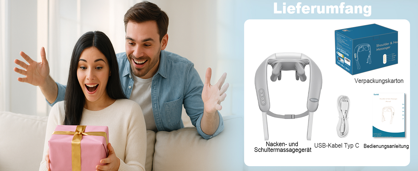 Масажер для шиї та спини з підігрівом, Shiatsu масажер, для шиї, спини, плечей, попереку, ніг, м'язів, сірий. Чудовий подарунок на Різдво!