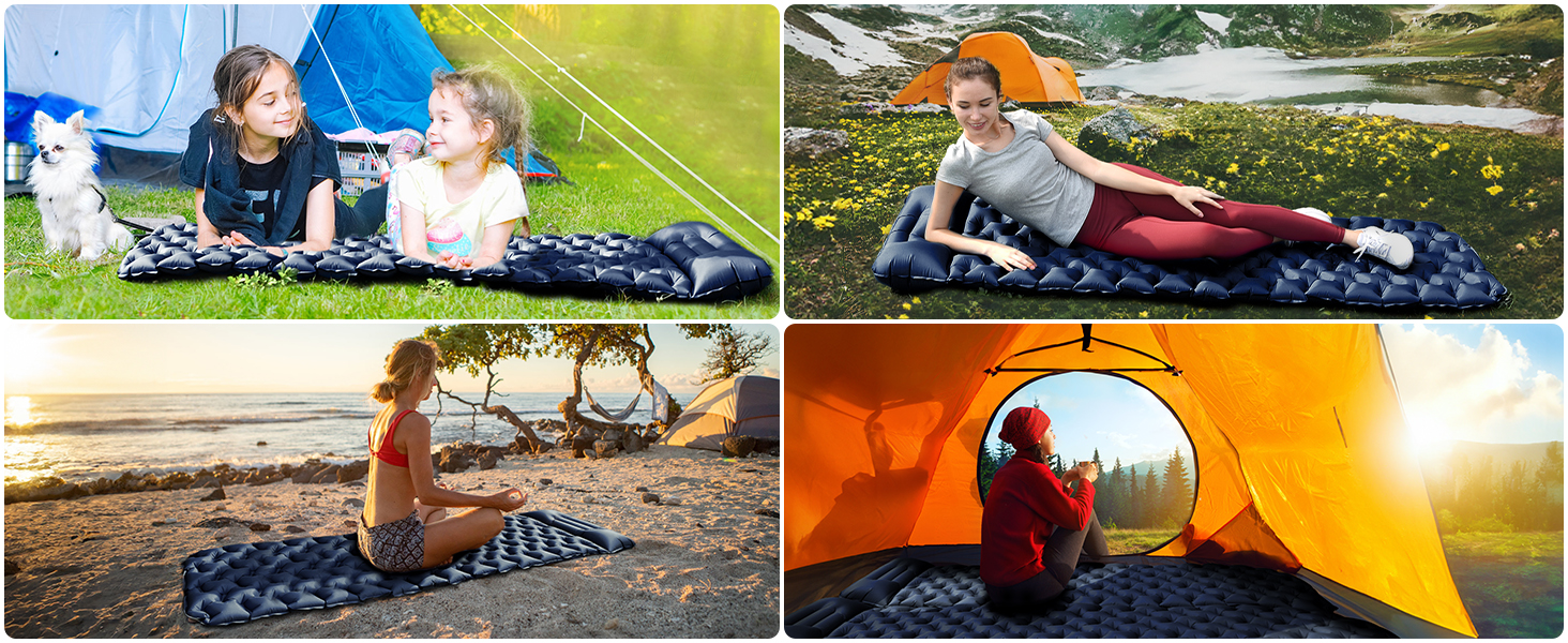 Isomatte Camping Ultraleicht: Надувна килимок для кемпінгу, туризму та відпочинку на природі. Зелений (Морський)