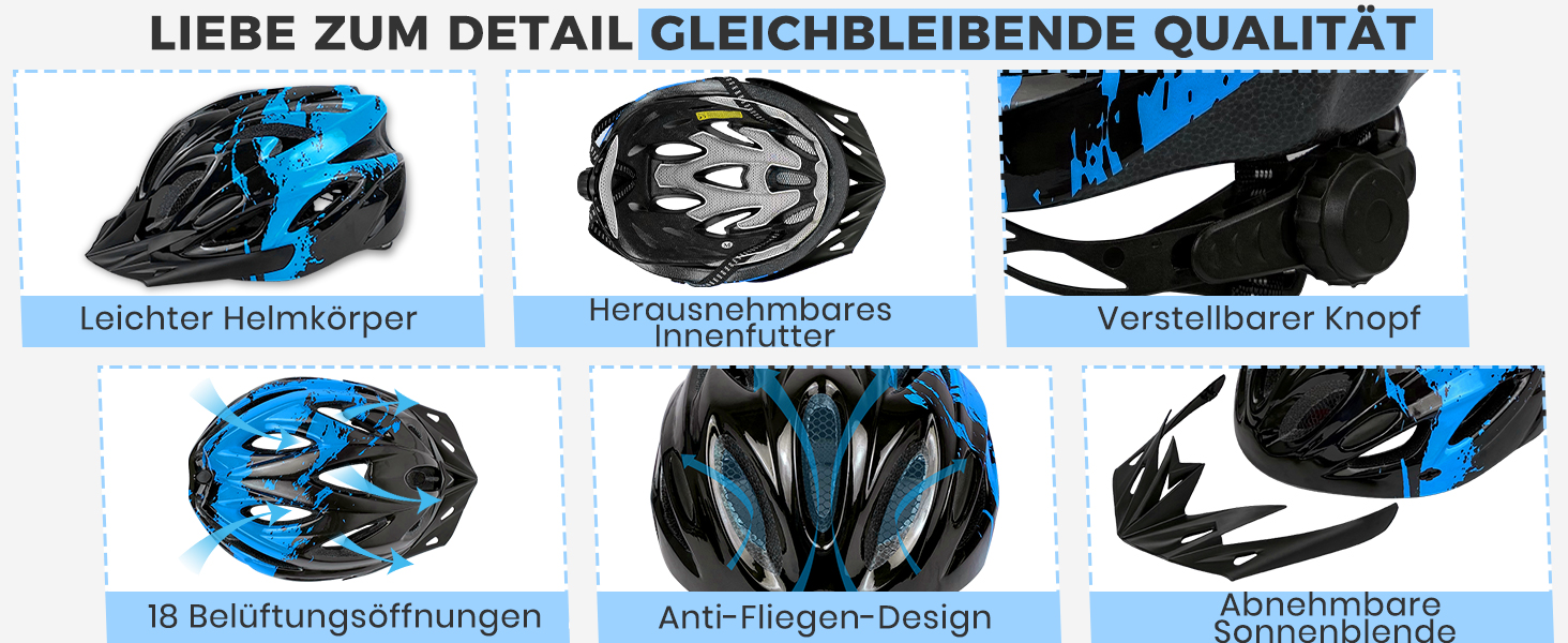 Дитячий велосипедний шолом, регульований, блакитний, 55-58 см