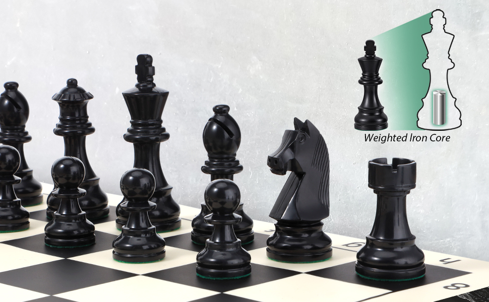 Набір шахів зі складною дошки з силікону, 50,8 см, фігури з вагою, висота короля 9,8 см, 2 додаткові королеви, складана дошка, портативний набір для подорожей та турнірів, з сумкою