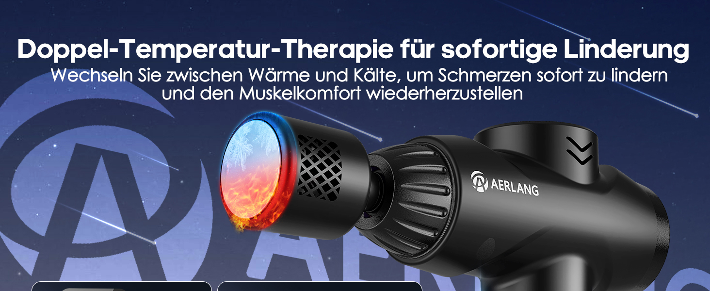 Масажер AERLANG з підігрівом та охолодженням: для зняття м'язового болю, 7 насадок, тиха робота, ідеальний подарунок для чоловіків (чорний)
