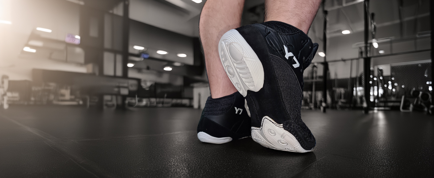 FOX-FIGHT Y7 Боксерські/Залкові Кросівки для Занять Фітнесом та Бойовими Мистецтвами | Зроблено з Нубуку | Чорно-Білі | 46 EU