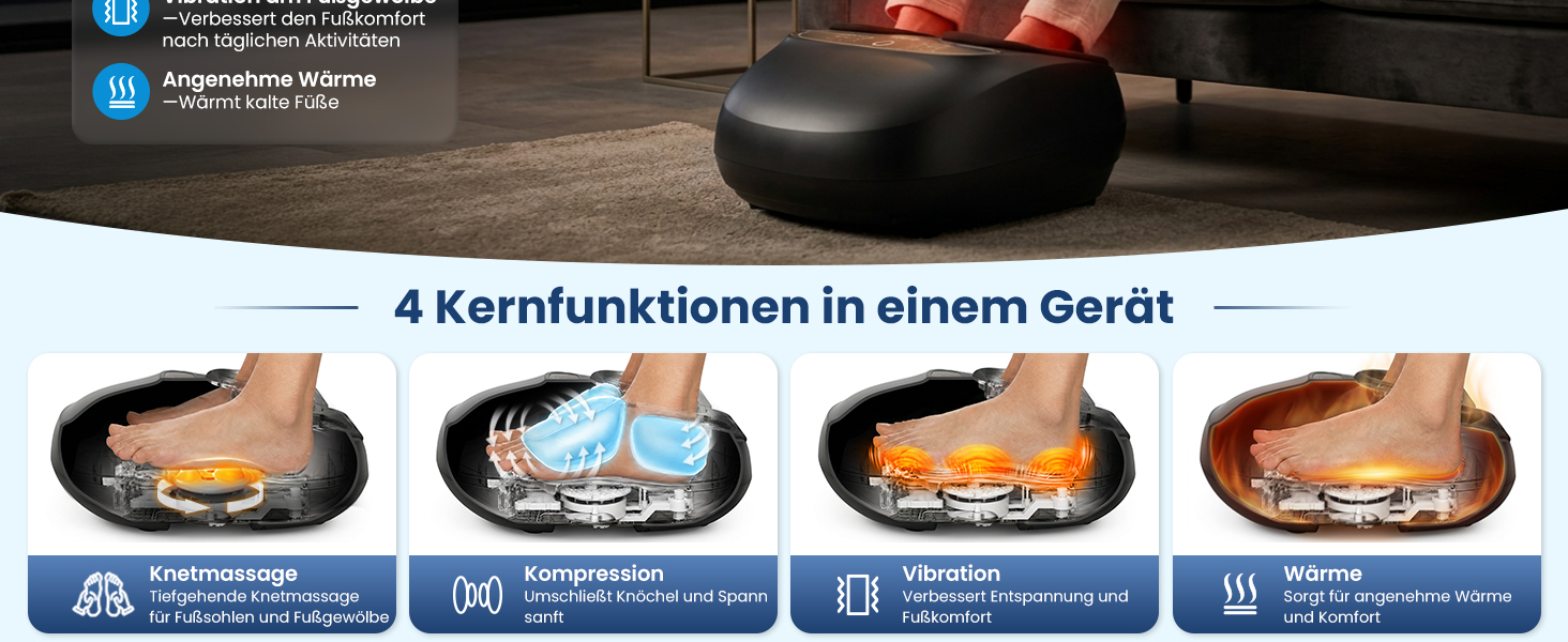 Масажер для ніг COMFIER Shiatsu з функцією підігріву, електричний інфрачервоний масажер стоп (34.5x18.7x40.5 см)