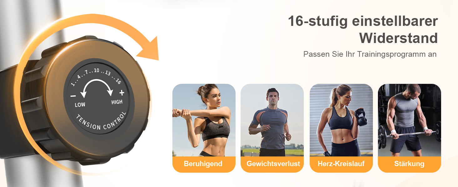 Еліптичний тренажер Neezee для дому з Bluetooth, 16 рівнів опору, 6 кг маховика, LCD-монітором, датчиком пульсу, тримачем для пляшок (Помаранчевий + Срібний)