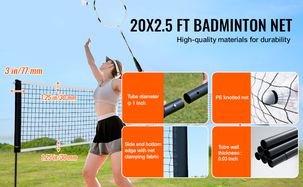 Набір для бадмінтона VEVOR: сітка, стійки, ракетки та м'ячики. Ідеально для дорослих та дітей.
