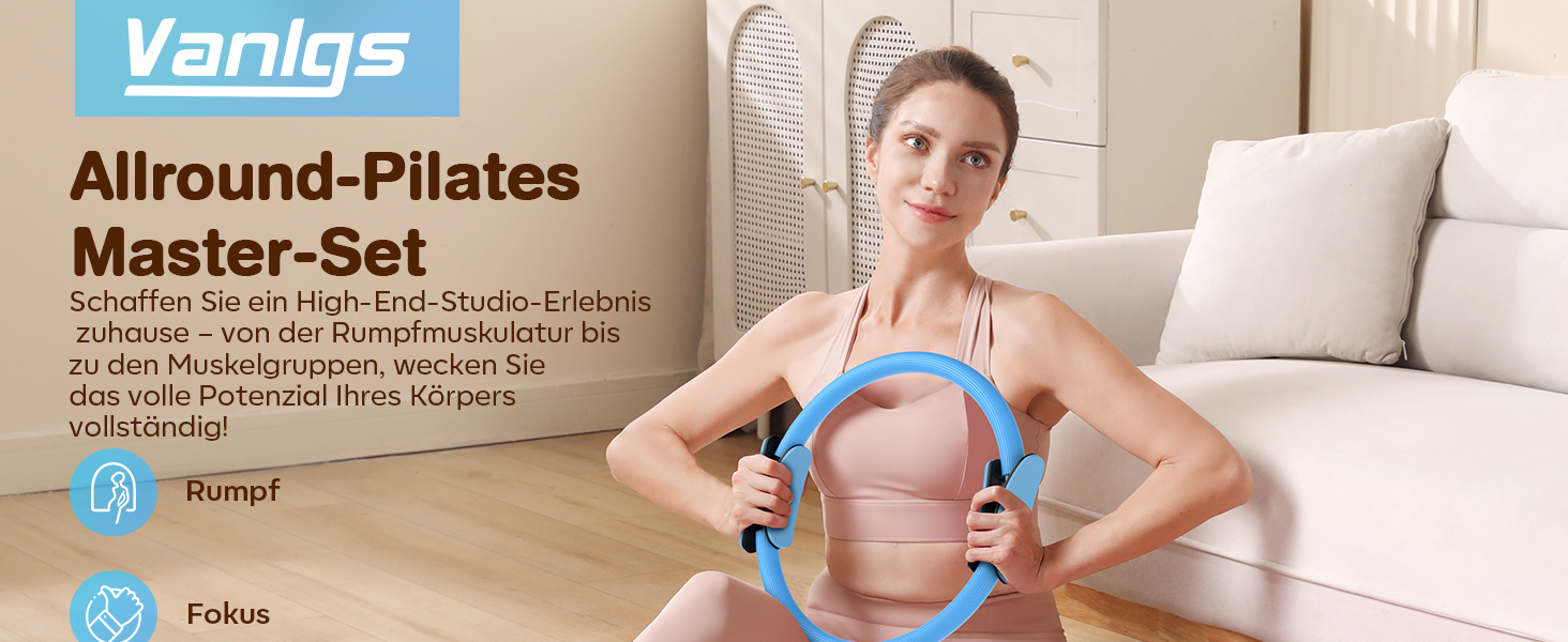 Набір для пілатесу 13 шт: кільце 13', м'яч 10' та еластичні стрічки для жінок вдома. Комплект обладнання для пілатесу для початківців, стрічки та аксесуари (блакитний)