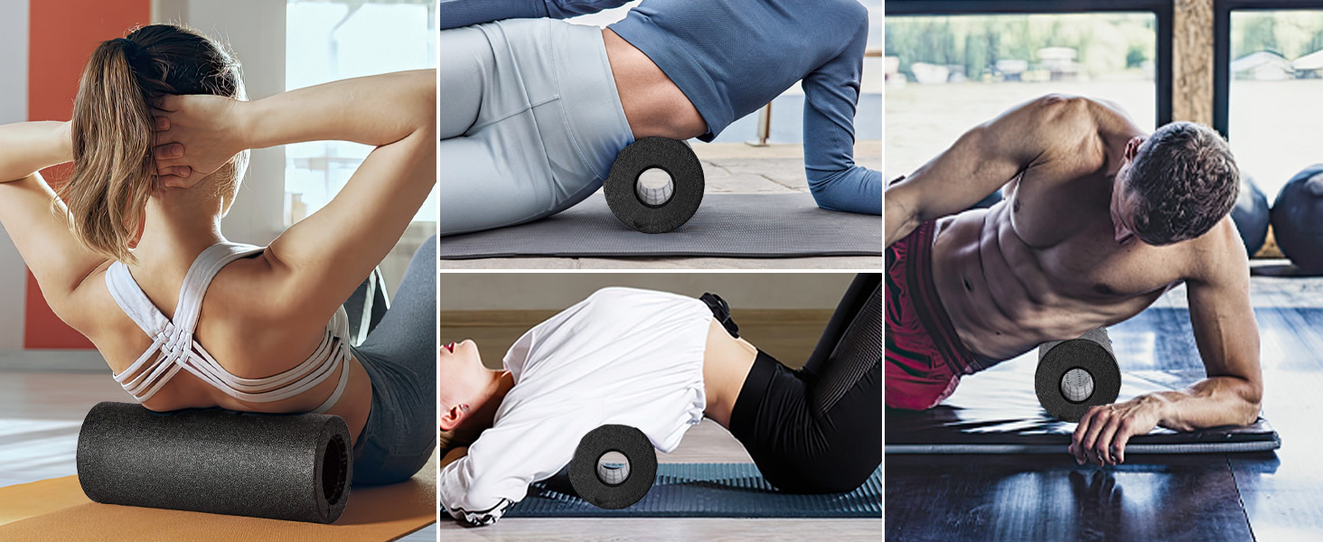 Набір для міофасціального релаксу: Foam Roller, м'ячик для фасції, міні-ролик, дуобол, для йоги та масажу (Синій/Чорний)