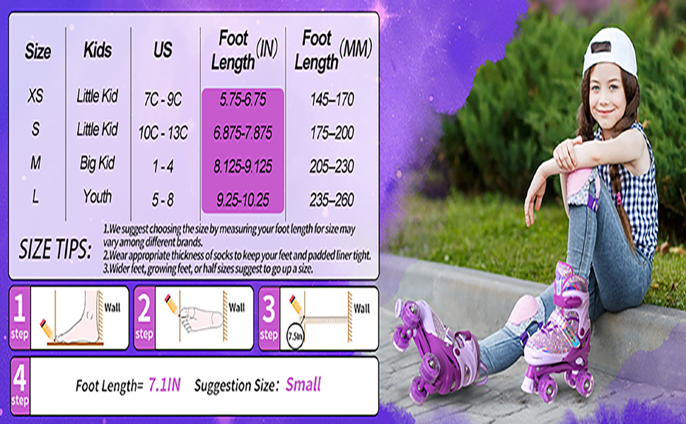 Дитячі ролики Nattork, ролики для дівчаток та хлопчиків, регульовані, 4 розміри, S (27-31 EU), фіолетовий