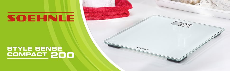 Електронні ваги для тіла Soehnle Style Sense Compact 200, цифрові ваги до 180 кг з точністю 100 г, ультратонкий дизайн, білі