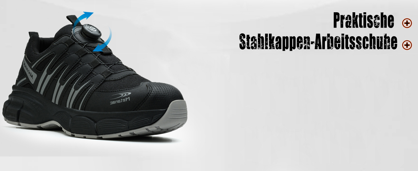 Чоловічі та жіночі робочі черевики з металевим носком, зручні та дихаючі, широка колодка, гумова підошва, сірі, 42 EU