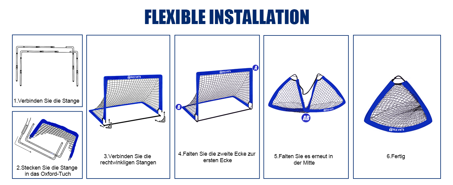 Дитячі футбольні ворота Pop Up 2 шт. для саду, внутрішніх та зовнішніх ігор. Розмір 182x120x120 см. Зміцнені штанги з скловолокна та якісні сітки.