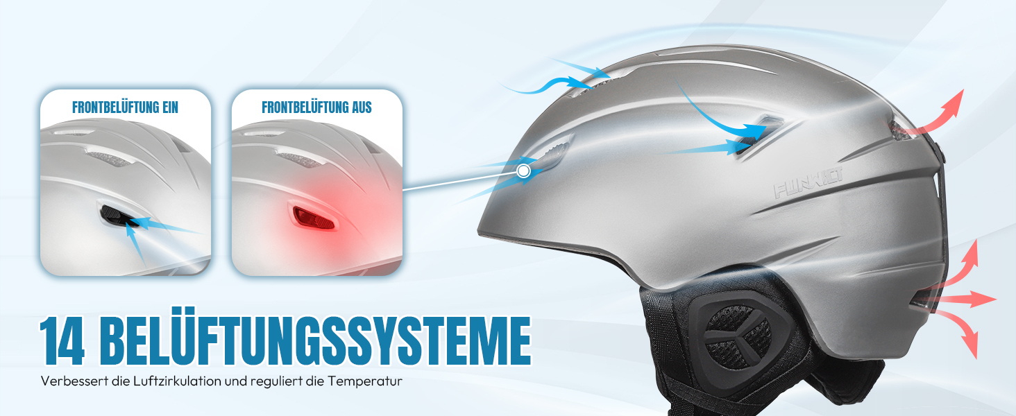 Шолом гірськолижний унісекс, регульований, 12 вентиляційних отворів, знімний внутрішній підкладковий шар та навушники, легкий сноуборд шолом для зимових видів спорту (сріблястий, L: 59-61 см)