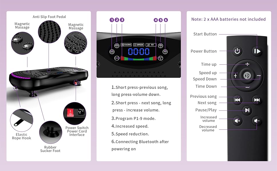 Платформа для вібраційного тренування QEIFEII - 3D вібраційна платформа для схуднення та лімфодренажу, 200 швидкостей, до 181 кг, для дому