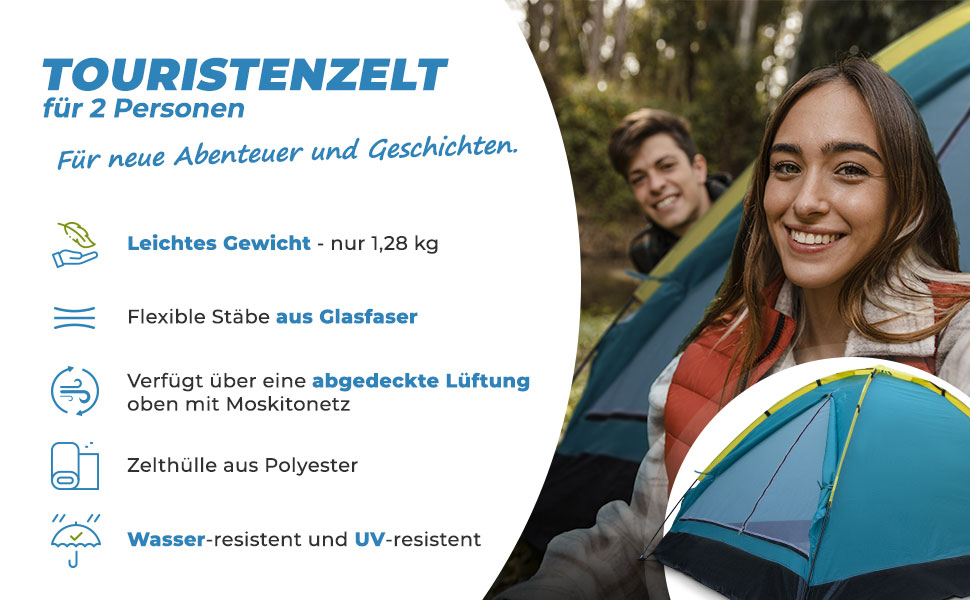 Намет STREND PRO для кемпінгу на 2 особи, 175x130x100 см – намет-кивок, купольний намет, легкий для фестивалів, саду, відпочинку на природі