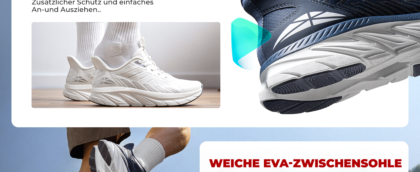 Чоловічі кросівки для бігу ALLSWIFIT: зручні, дихаючі, з антиковзкою підошвою, стильні спортивні взуття для фітнесу, розмір 46 EU, білі