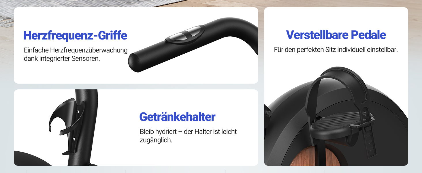 Велотренажер MERACH Liegeergometer для дому з 8 рівнями регулювання опору, Bluetooth, LCD-дисплеєм, датчиками пульсу та регульованою спинкою, чорний
