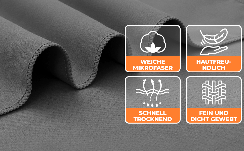 Рушник для фітнесу Zepphi 120x50 см + 80x30 см | Мікрофібра, кишеня на блискавці | Для спортзалу та тренувань | Швидковисихаючий, компактний | Темно-сірий