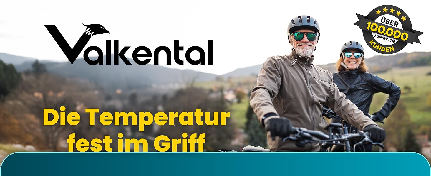 Водонепроникні велосипедні рукавички Valkental® GloRider з ізоляцією 3M | З підкладкою та зчепленням | Зігріваючі та перехідні рукавички [Чоловічі та жіночі] з функцією сенсорного екрану - Чорний L для перехідного періоду (до 6°C, 2-шарові)