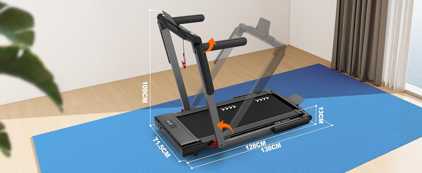 Бігова доріжка 3-в-1 для дому, складана Walking Pad до 12 км/год, 2.5 к.с., LED-дисплей, 12 програм, сумісність з APP, до 120 кг