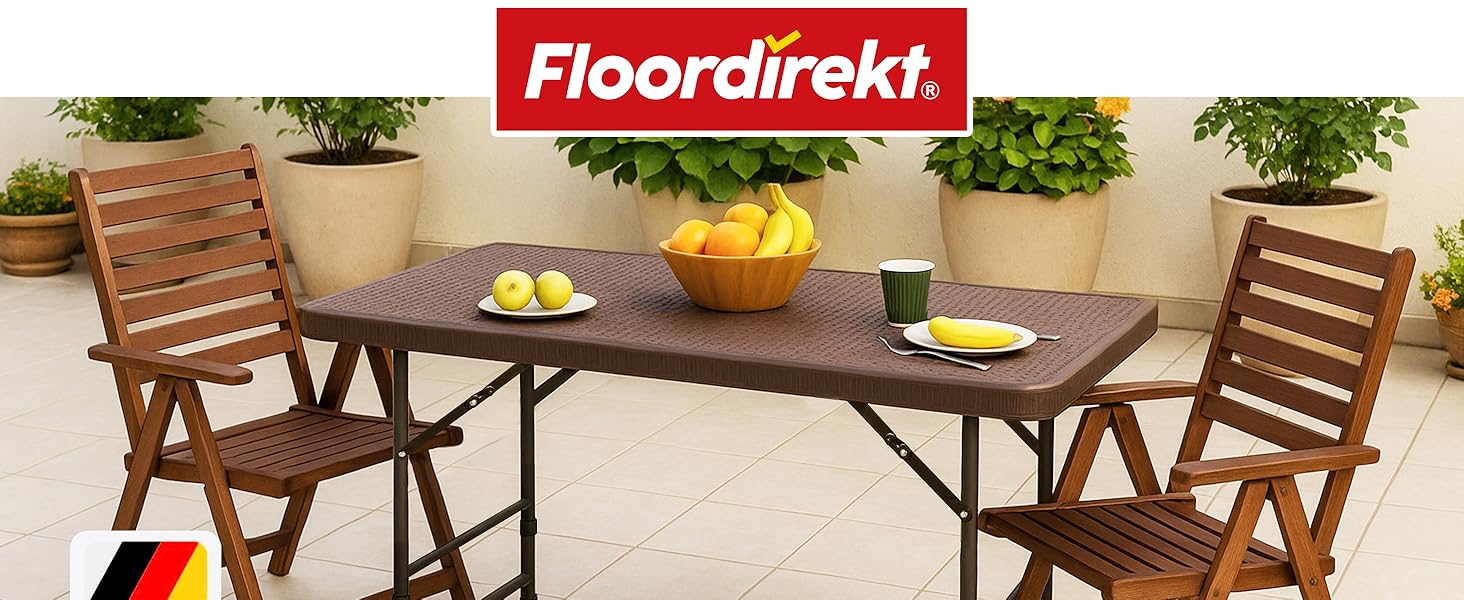 Зручний розкладний садовий стіл Floordirekt Saga 120x60 см - для тераси, балкона, кемпінгу