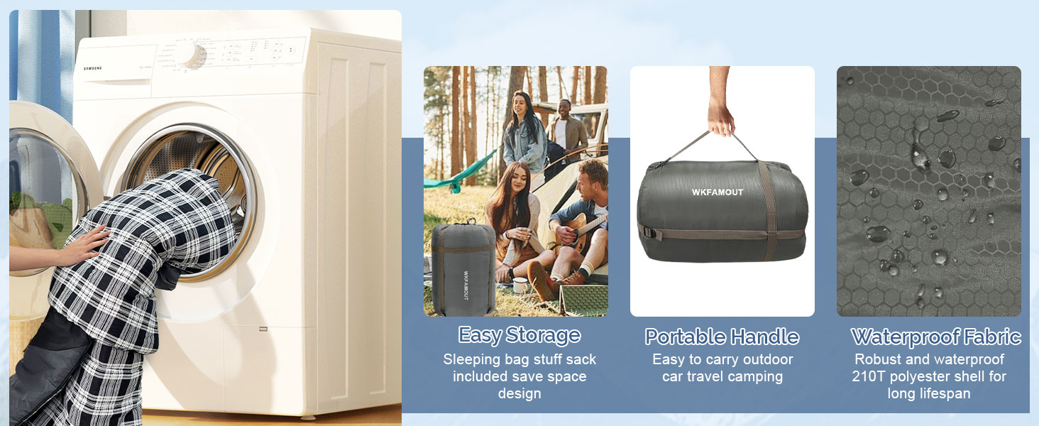 Спальний мішок для двох дорослих, ковдровий, водонепроникний, флісовий, 220x150 см, сірий, з сумкою для зберігання