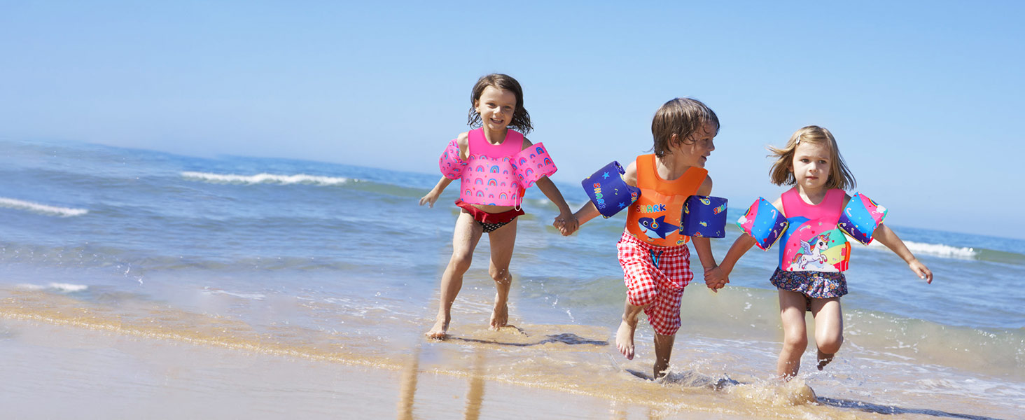 Надувні рукавики для плавання MoKo для дітей, рожево-райдужні, з ремінцем, для хлопчиків та дівчаток, 9-23 кг