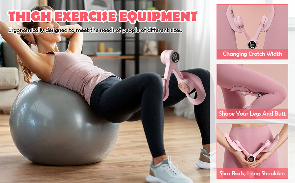 Тренер для стегон з підрахунком, тренажер для м'язів тазу, пристрій для тренування на 360° для внутрішньої поверхні стегон, прес для сідниць, тренажер для м'язів тазу для жінок вдома, рожевий