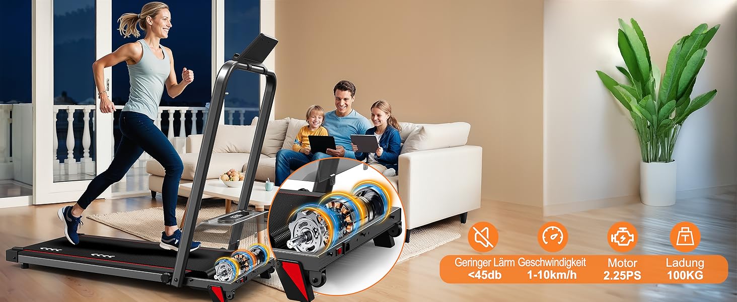 CharonFit Walking Pad - біговий доріжка для дому, 2.25 PS, до 100 кг, нахил 4%, 1-10 км/год