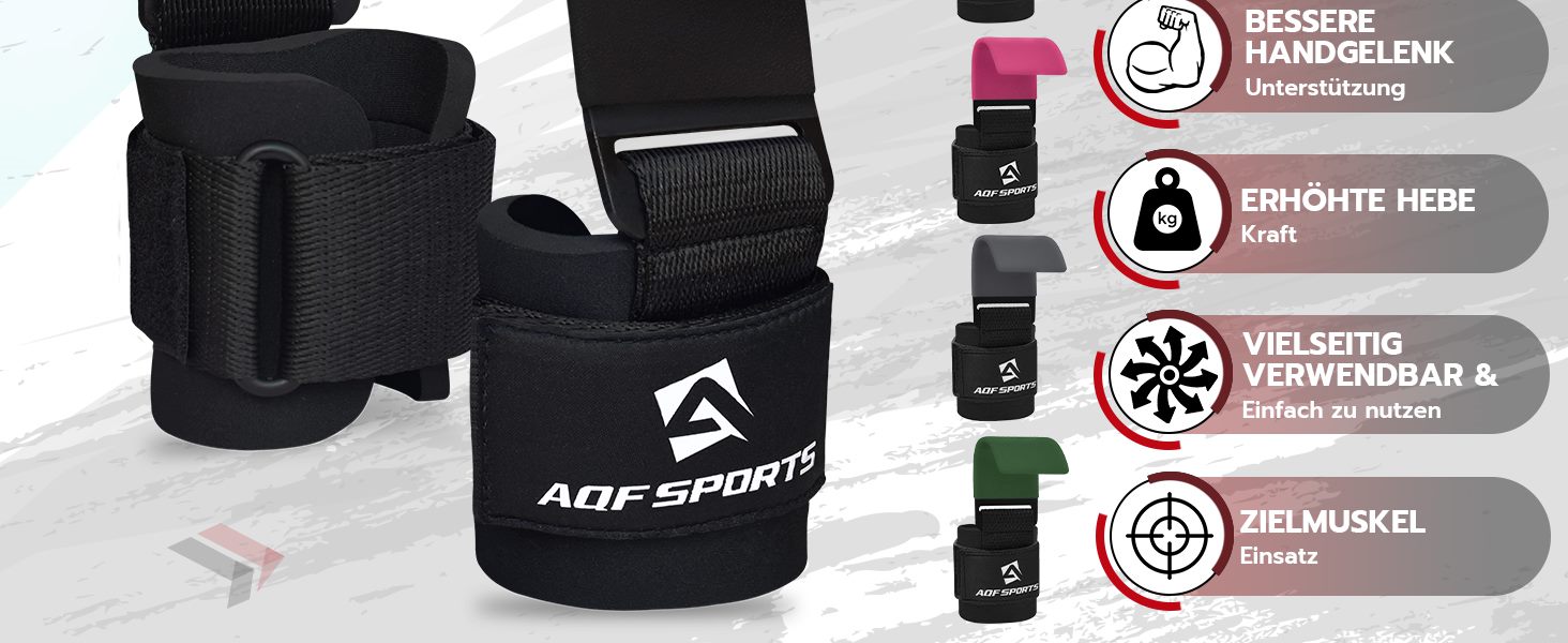 Набори гачків для важкої атлетики AQF – нековзкі ручки з гумовим покриттям, 8 мм неопренова подушка – гачки для підйому штанги для чоловіків та жінок (пара), ідеальні для підйому ваги та силових видів спорту, синій