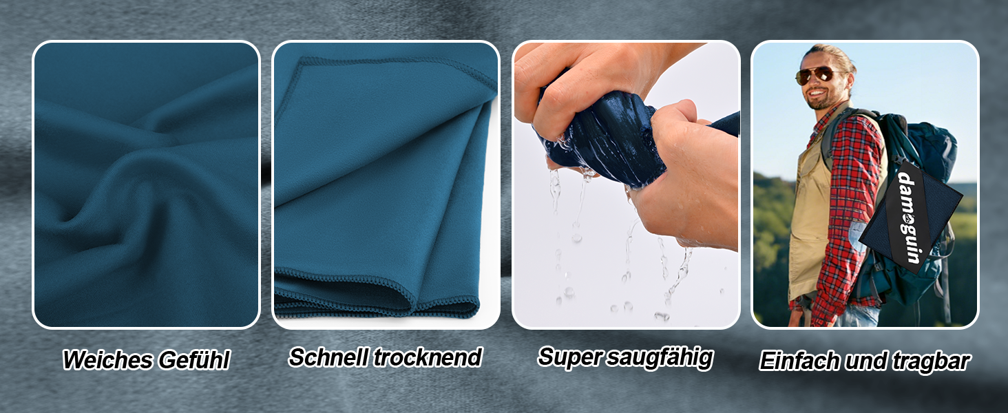 Набір рушників Damoguin 3 шт. з мікрофібри (великий 180x80 см, 2 шт. малі 80x40 см) - чорний