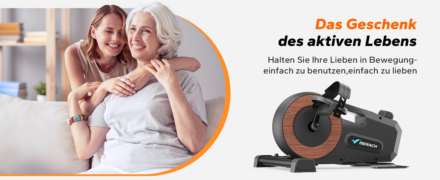 MERACH Педалетраннер для дому: міні-тренажер для літніх людей, тихий та з неслизькою поверхнею, з LCD-дисплеєм, 8 рівнів магнітного опору, переможець тесту 2025, велотренажер для столу в офіс