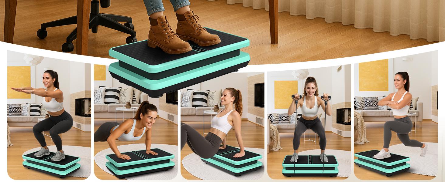 Вібраційна платформа для дому 2025: тренажер для схуднення та нарощування м'язів. Вібраційний тренажер для всього тіла, 99 рівнів інтенсивності, 58 см, до 150 кг