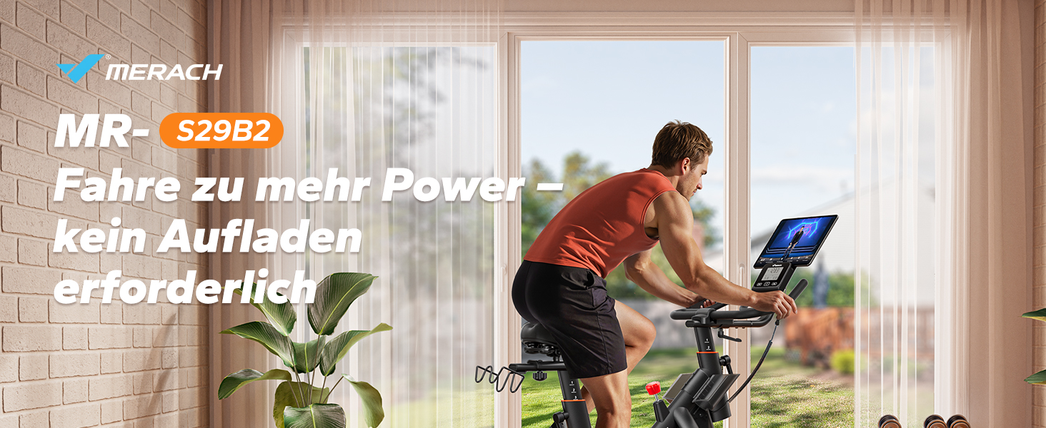 Велотренажер MERACH з магнітним опором, тихий, для дому, 158 кг, з додатком, чорний