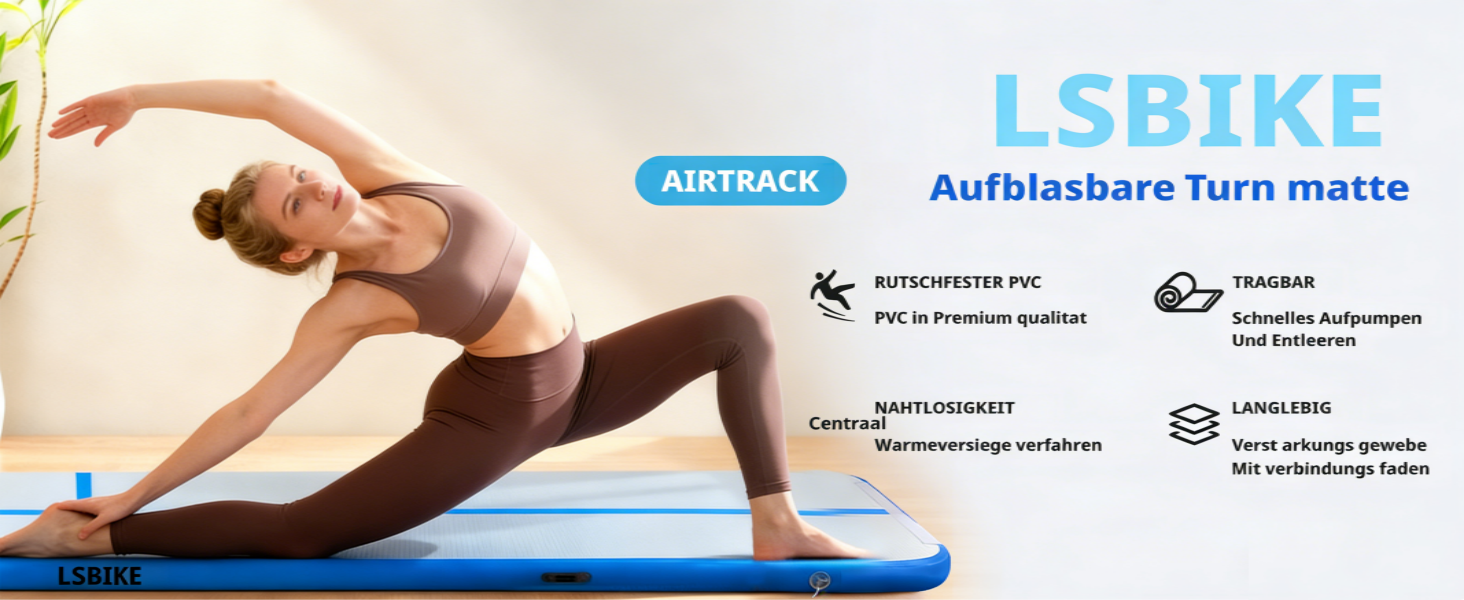 Air Track 6м для гімнастики та йоги з електричним насосом, килимок для тренувань 600x100x10см, зелений, водовідштовхувальний