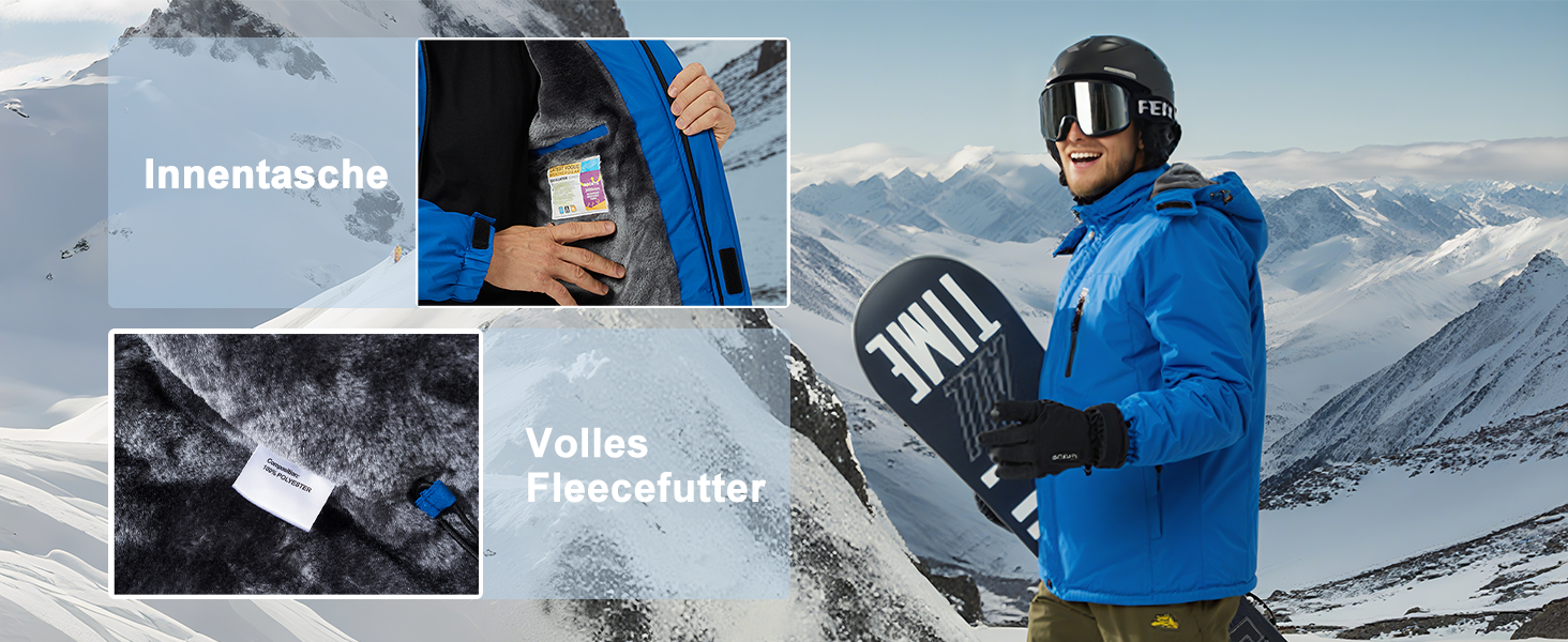 Чоловіча зимова куртка MAGCOMSEN, водонепроникна, з флісовою підкладкою, вітрозахисна, для туризму та активного відпочинку, знімний капюшон (L, темно-сірий)