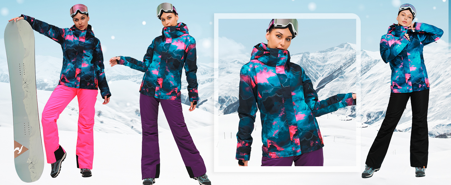 Комплект зимового одягу HOTIAN Daen: водонепроникний, вітронепроникний, для катання на лижах та сноуборді, походів та альпінізму (M, 2 кольори + рожевий)